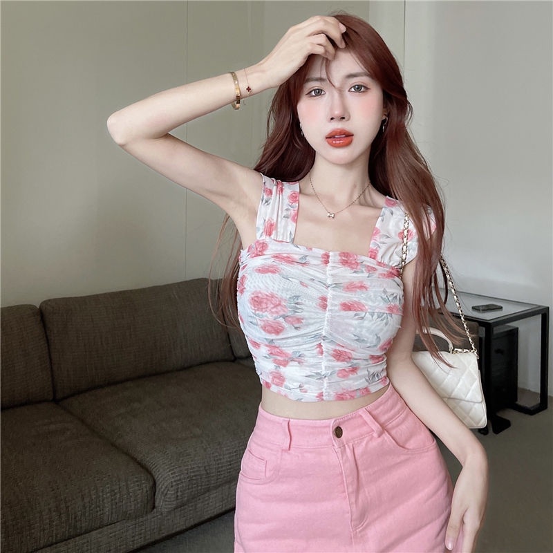 Áo Voan Hai Dây Trễ Vai Xếp Ly Thời Trang Dành Cho Nữ