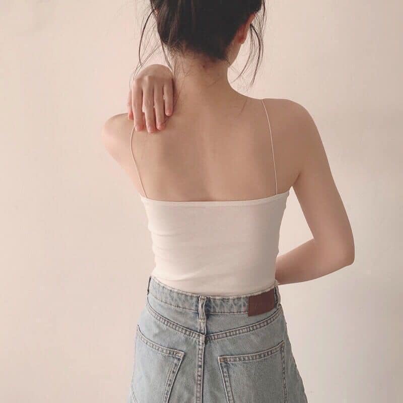 A014 Áo hai dây mảnh dáng ôm body sexy trẻ trung dễ thương Ulzzang, áo hai dây nữ dây bún đen trắng Hàn Quốc cute