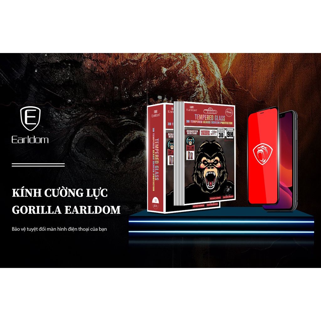 Kính Cường Lực Iphone 12ProMax A72 A52 M51 M31 A94 A15 Gorilla Earldom, phủ nano chống bám vân tay.