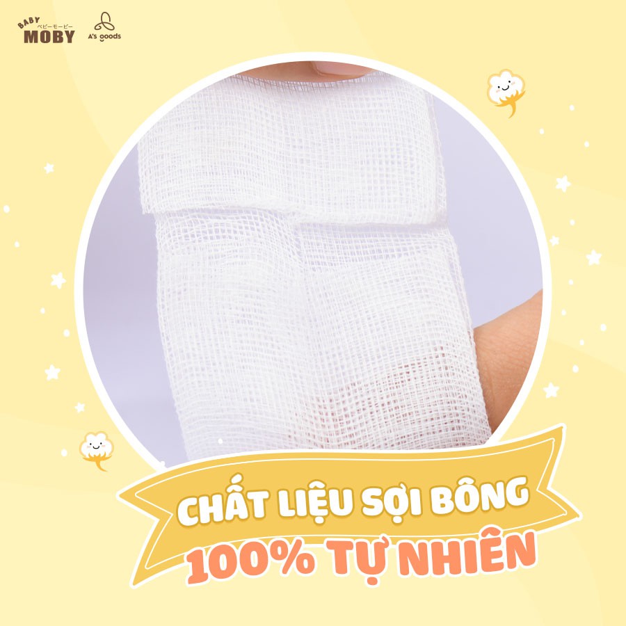 [Hoàn xu 10% tối đa 15K] Gạc rơ lưỡi chính hãng Moby Baby Thái Lan (50 miếng/ túi)