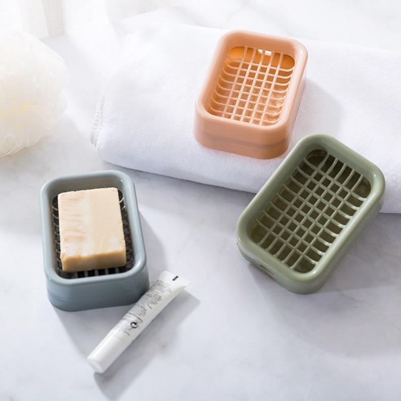 Hộp đựng bánh xà phòng bệt hình vuông có đáy thoát nước tiện lợi