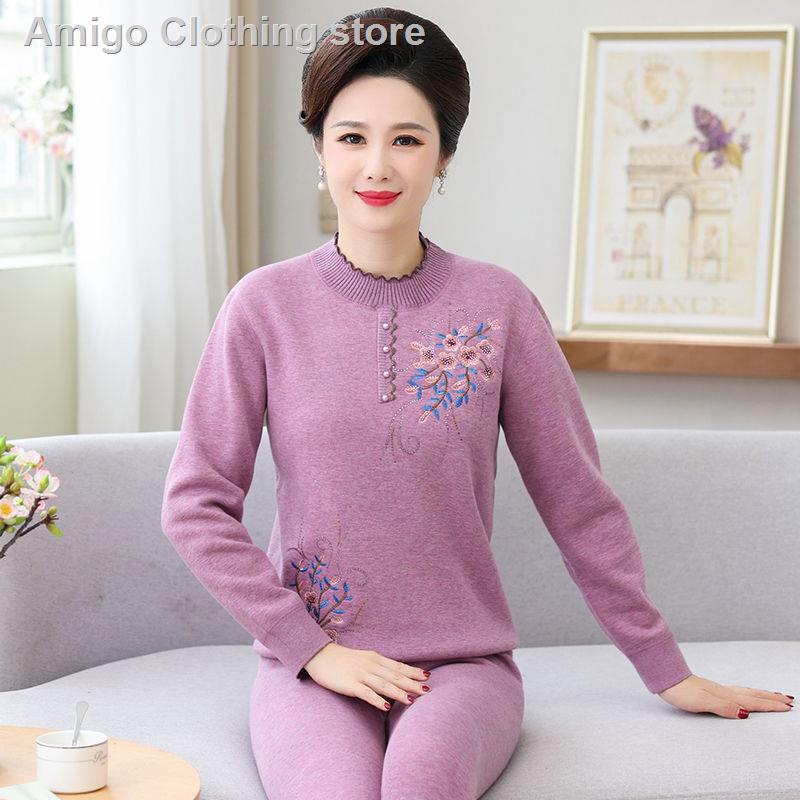 Bộ đồ lót vải nhung giữ ấm mùa đông dành cho phụ nữ trung niên