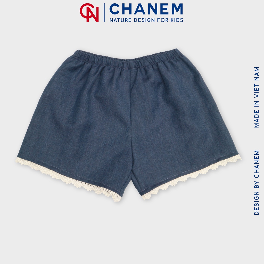 Quần bò giấy phối ren dáng xòe, quần short cho bé gái JELAR CHANEM - Nature Design For Kids