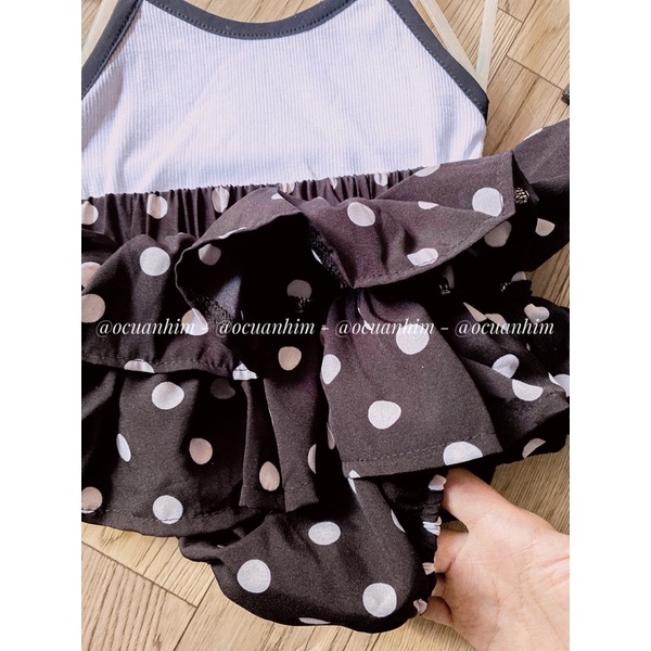 Set áo hai dây kèm quần váy chấm bi siêu xinh cho bé