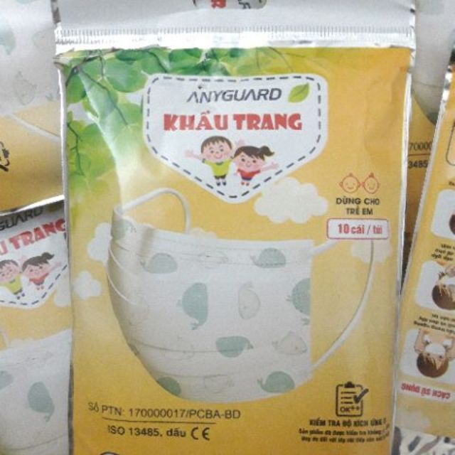 Khẩu trang trẻ em Anyguard túi 10 chiếc