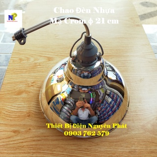 Chao Nhựa Mạ Crom 21cm + Đuôi Đèn Kín Nước Xám Dây Dài 20cm