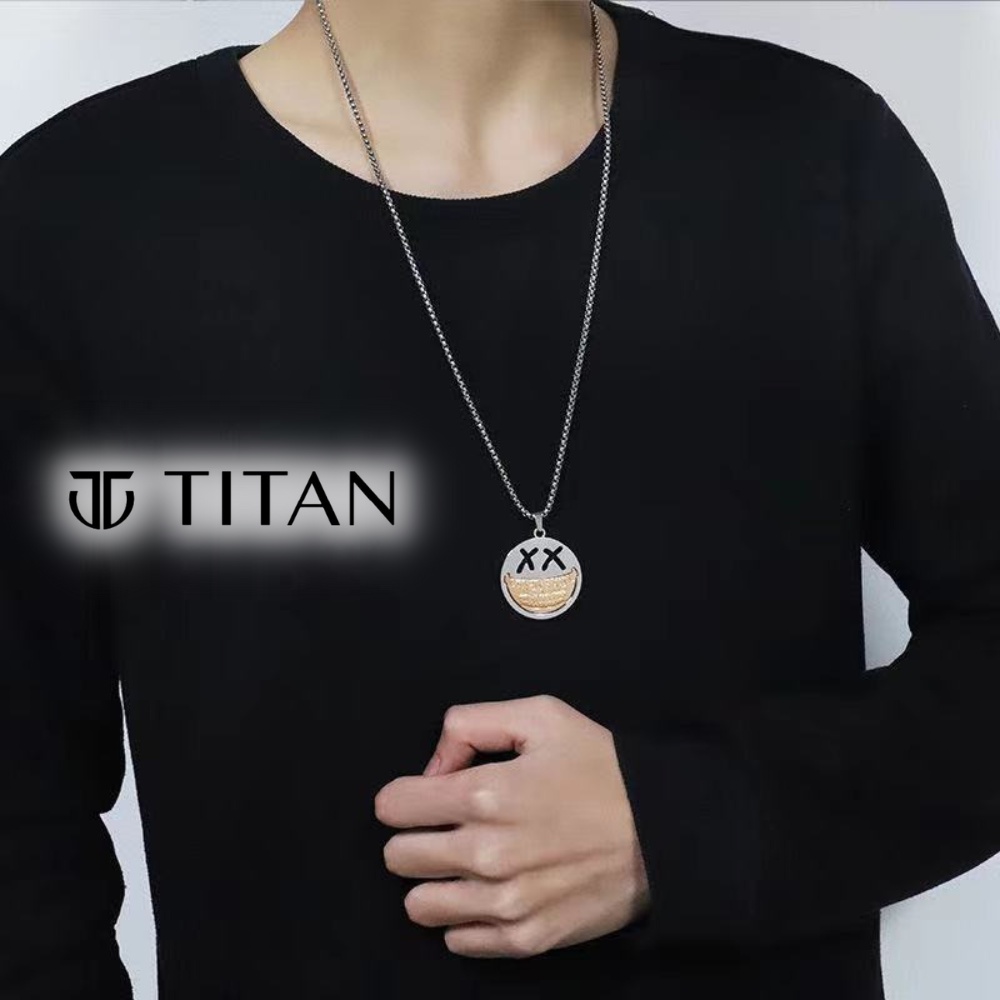 Dây chuyền nam nữ Bboy mặt cười, vòng cổ Grillz thời trang unisex màu bạc phong cách hiphop cá tính chất ngầu Titan Shop