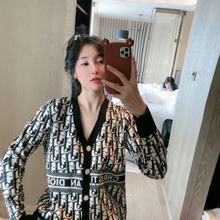 Sẵn sàng! Dior! Áo Khoác Cardigan Dáng Rộng In Chữ Thời Trang Cho Nữ