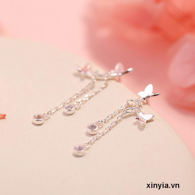 Bông Tai Vòng cổ Đôi Hình Bướm Đơn Giản Siêu Nữ Tính Dễ Phối Đồ