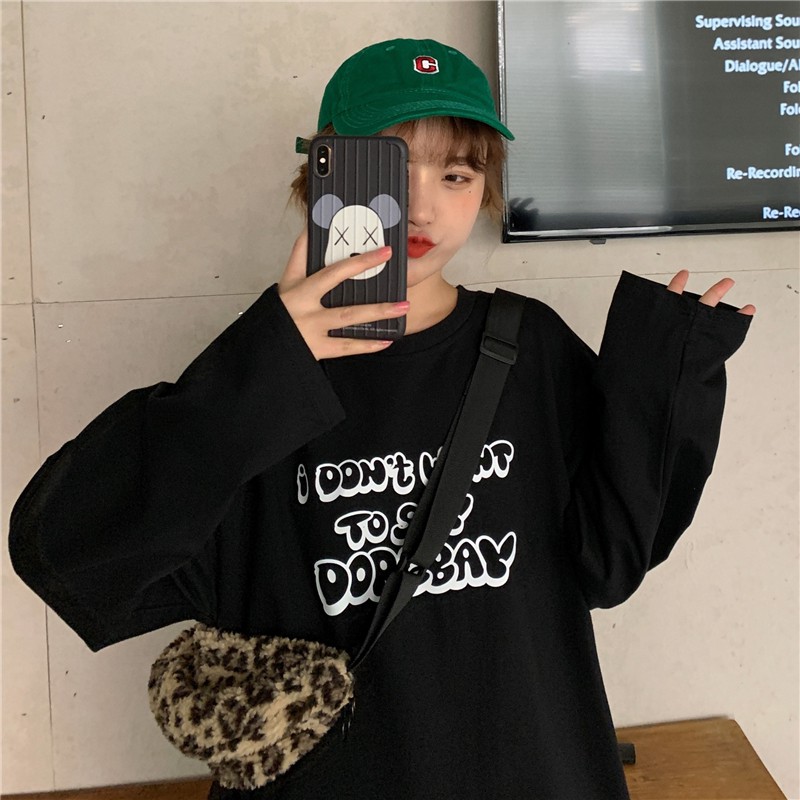 Áo thun dài tay  I DON'T WANT  phông Unisex nam nữ tee oversize form rộng pull Ulzzang Streetwear thu đông vải mềm