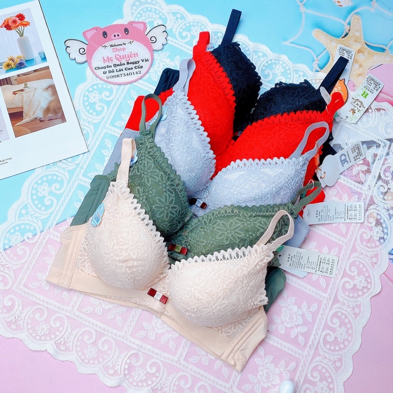 Áo lót ren không gọng , áo ngực mút dày siêu đẩy 6cm bông mềm thông hơi thoáng khí