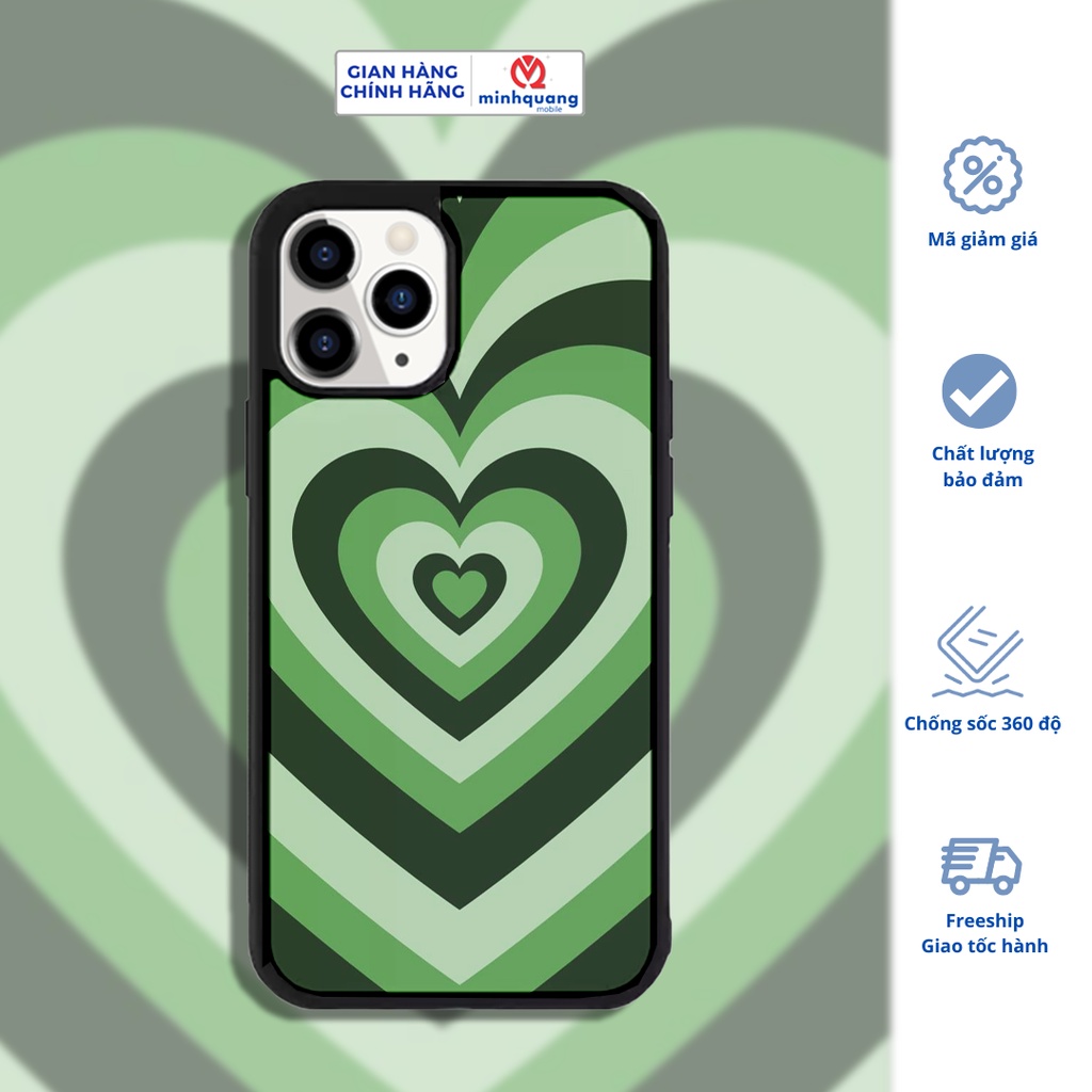 Ốp lưng iPhone Tim Vĩnh Cửu, Y2K Heart, Xanh Lá Cây, ốp lưng chống sốc toàn diện, chống xước x2