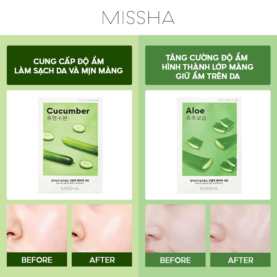 Mặt Nạ Miếng Missha Airy Fit Sheet Mask &amp; Mặt Nạ Ngủ Missha Pure Source Pocket Pack - Sleeping Pack 10ml