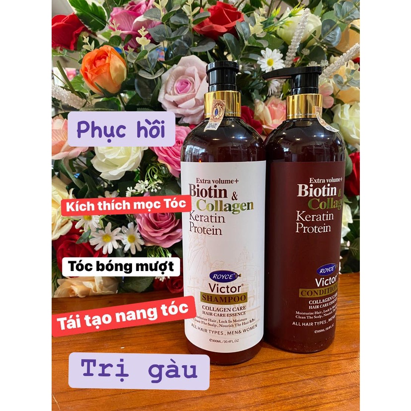Cặp Dầu Gội Xả Biotin & Collagen Royce Victor