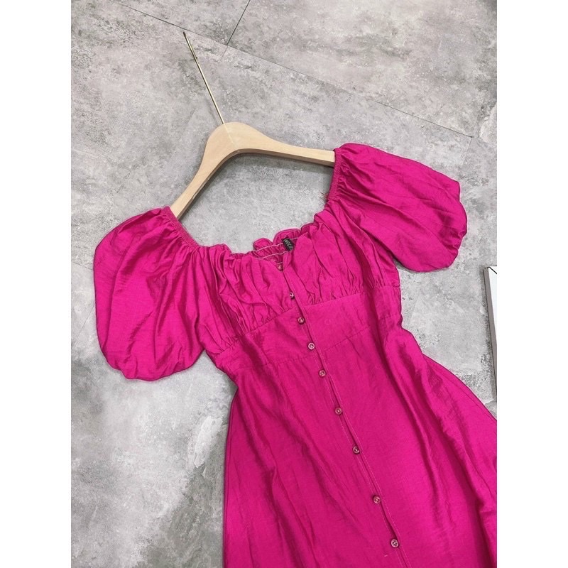 Váy xòe cổ vuông tay phồng dúm ngực tôn dáng | BigBuy360 - bigbuy360.vn