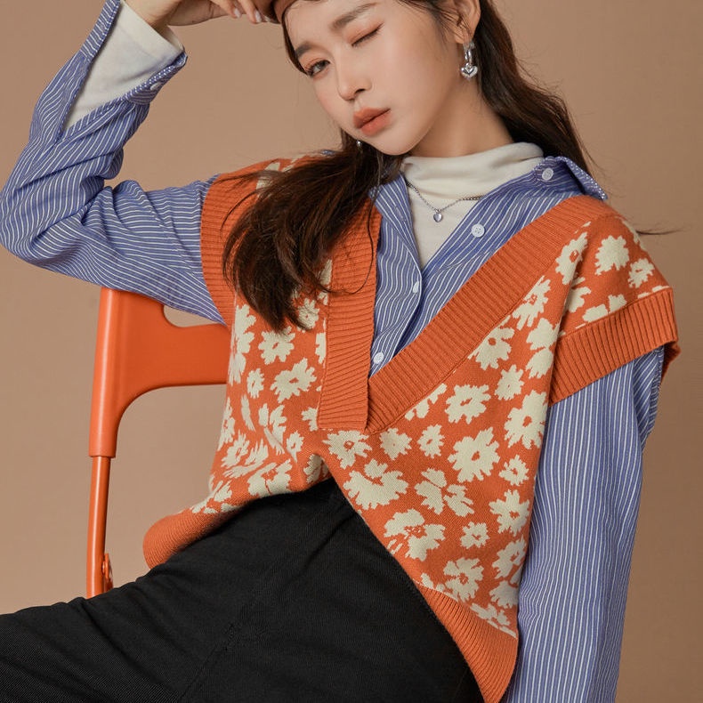 Áo len không tay cổ chữ v dáng rộng thiết kế mới thời trang dành cho nữ