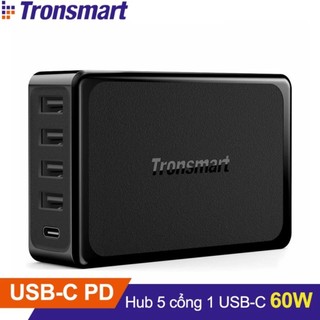 Sạc TRONSMART U5P 5 cổng 60w USB PD 5-Port (Đen) - Hãng phân phối chính thức