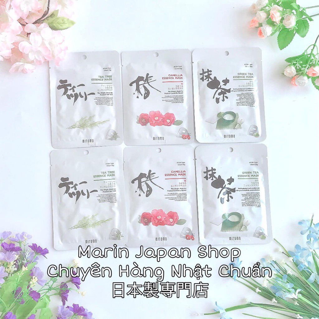 Mặt nạ dưỡng da hoa trà tsubaki, trà xanh matcha , tea tree Nhật Bản