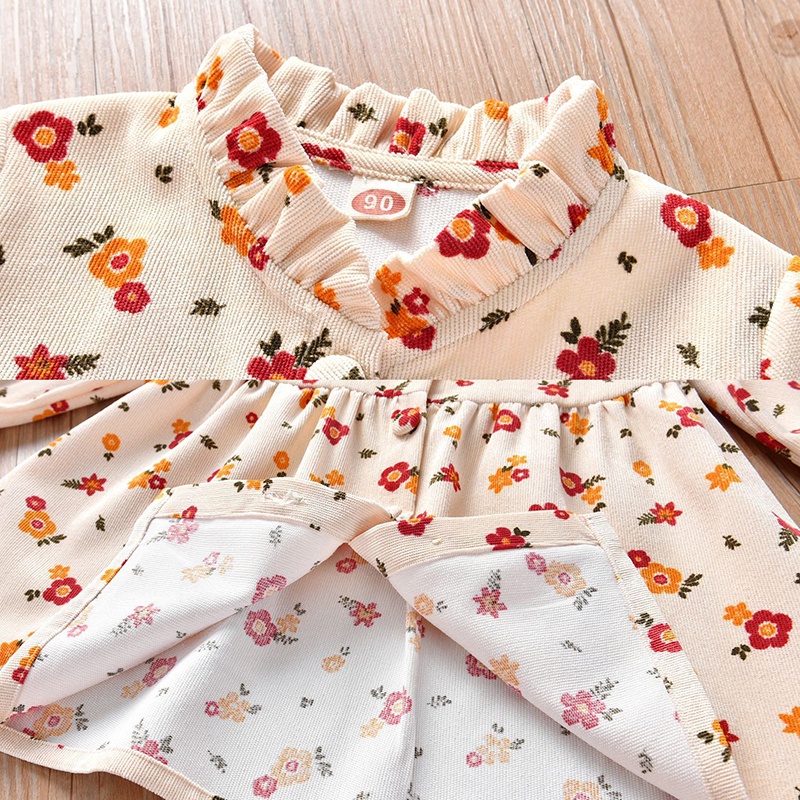 [MỚI 2022] Váy Đầm Dài Tay cho bé gái, vải nhung tăm mềm mịn, họa tiết cổ điển siêu đẹp cho nàng công chúa nhỏ