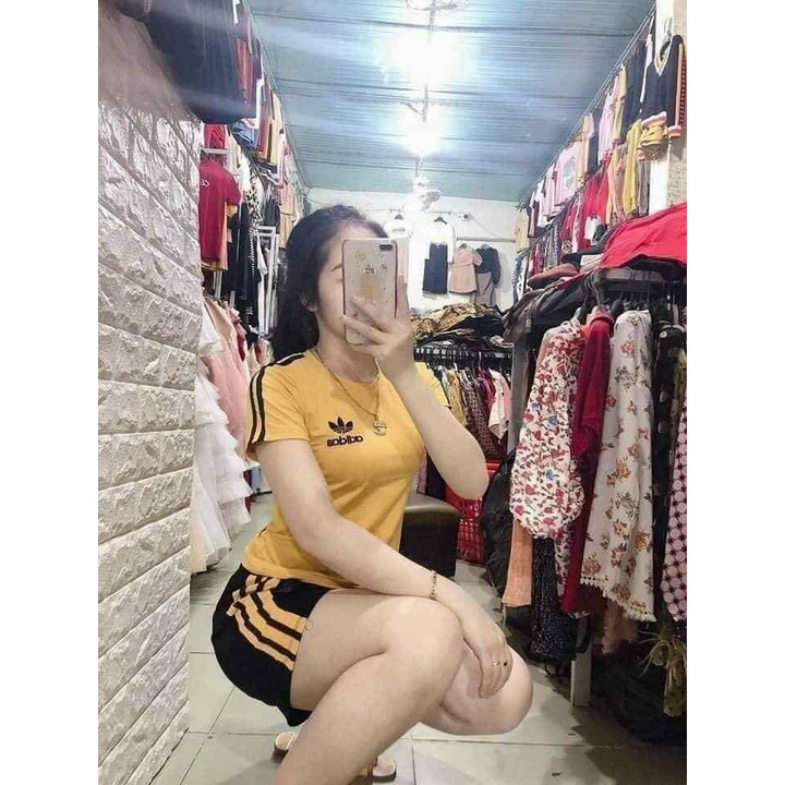 Bộ thể thao adidas nữ vải cotton cao cấp cực mát, quần áo adidas nữ thể thao co giãn 4 chiều nhiều màu