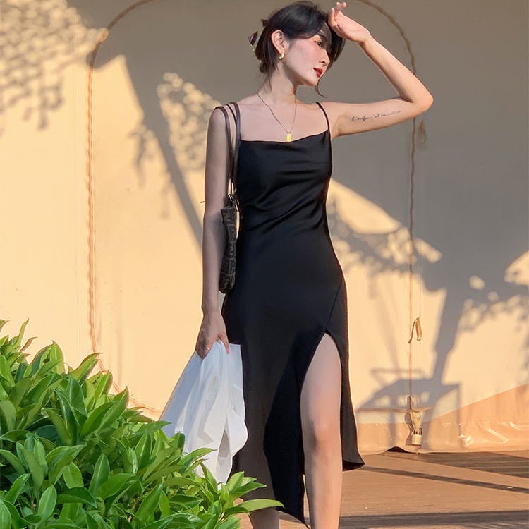 Đầm Hai Dây Dáng Dài Phong Cách Pháp Thời Trang Mùa Hè Cổ Điển Cho Nữ