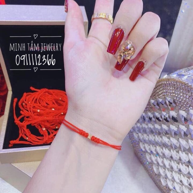 Vòng tay chỉ đỏ bi v.àng 10k may mắn-Minh Tâm Jewelry