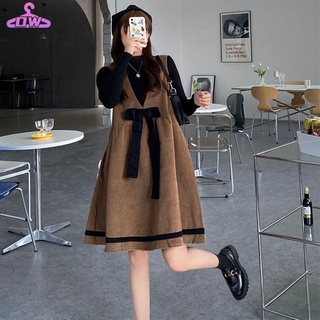 Váy babydoll Váy Yếm Thắt Nơ Phong Cách Hàn Quốc Thời Trang Thu Đông Mới