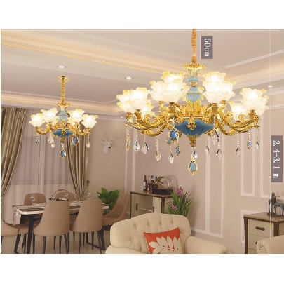 Đèn Chùm 15 Tay KIMILOG Đá Đúc Đặc Phù Hợp Trang Trí Phòng Khách, Nhà Hàng, Khách Sạn