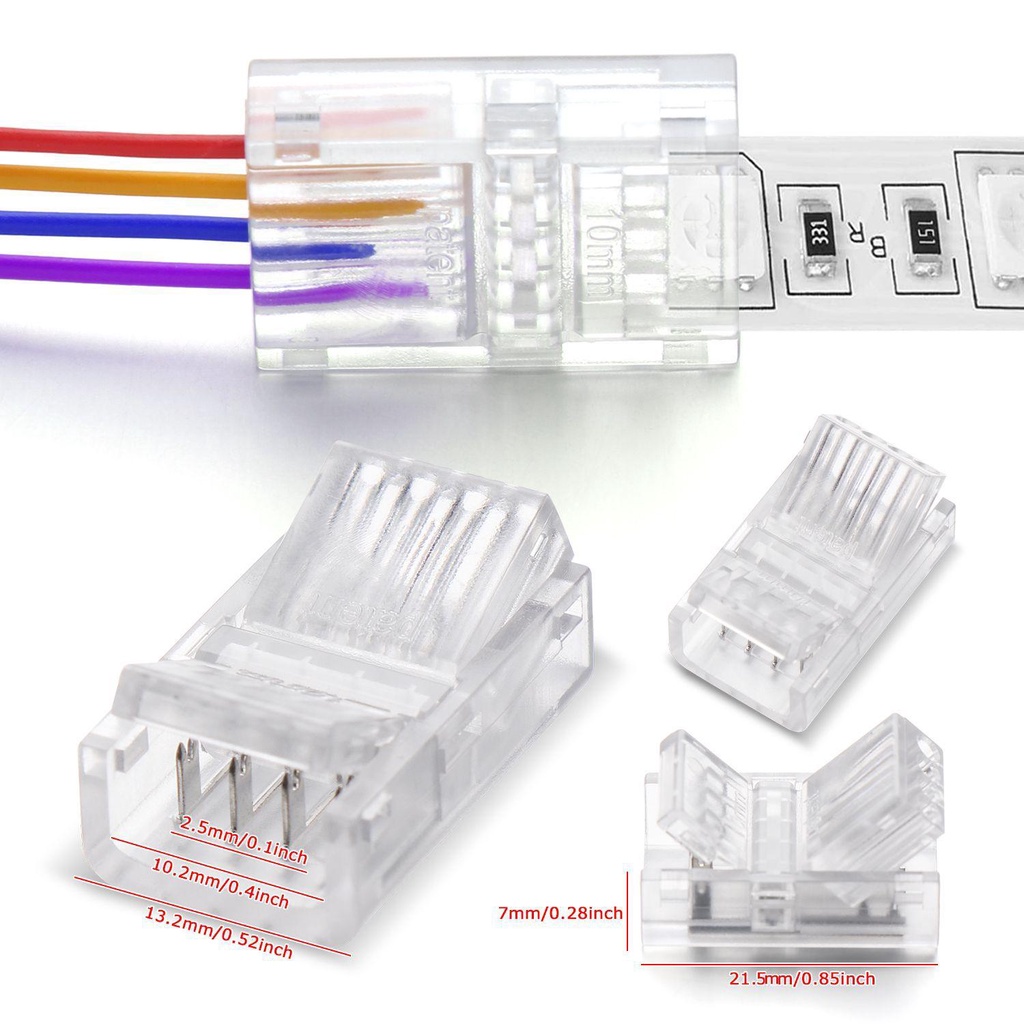 Bộ 10 Đầu Nối Trong Suốt Cho Dây Đèn LED RGB