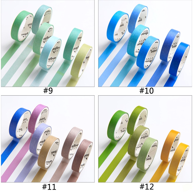 6 Cuộn Băng Keo Nhiều Màu Sắc Dùng Trang Trí Sổ Tay DIY