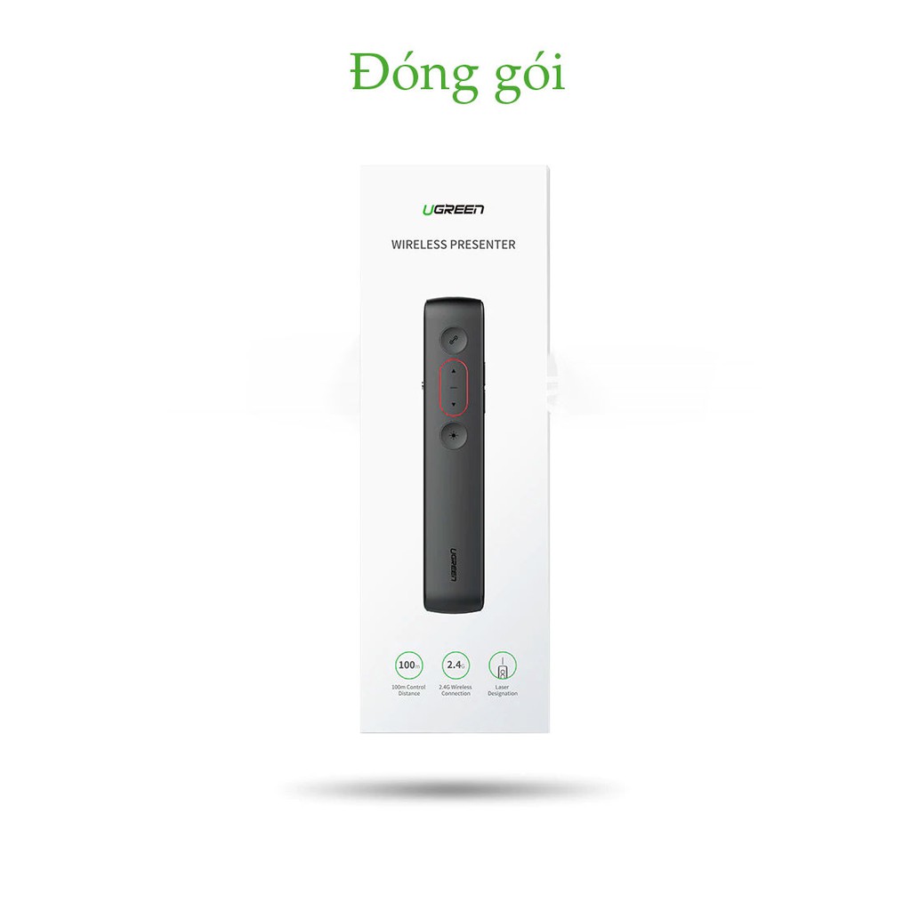 Bút trình chiếu PowerPoint Laser hãng UGREEN LP180 60327 không dây điều khiển từ xa 100m (sử dụng pin AAA)