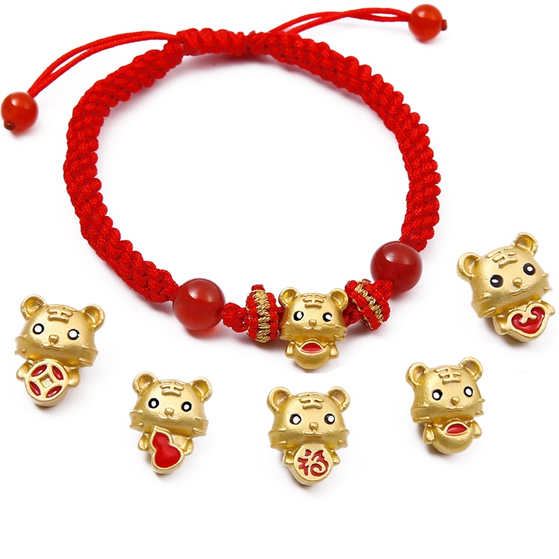 Mặt vòng cổ hình chú hổ vàng năm mới 2022 phong cách Trung Hoa truyền thống may mắn làm quà lưu niệm