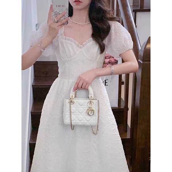 ĐẦM GẤM TRẮNG BÈO RÃ NGỰC MIDI XỐP