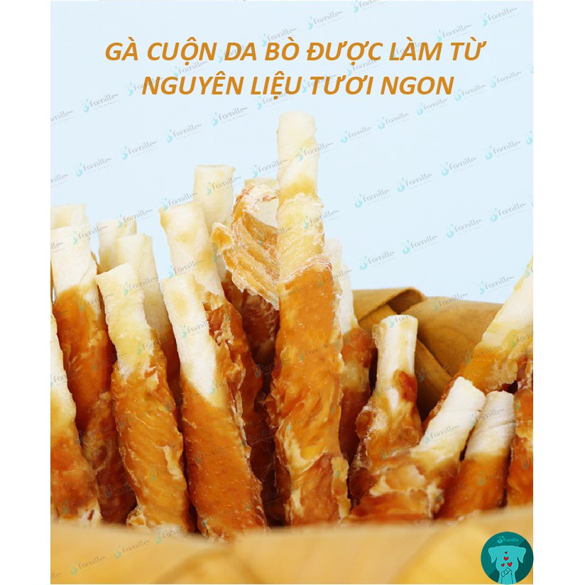 [BEST SELLER]Treat Thưởng Thơm Ngon JFamille, Thanh Gà Cuộn Xương Canxi Sữa, Bổ Sung Vitamin&amp;Khoáng Chất. JF39