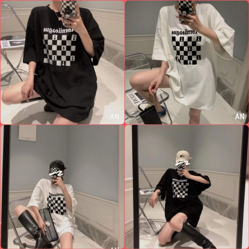 Áo thun tay lỡ fom rộng in BÀN Cờ. áo phông unisex
