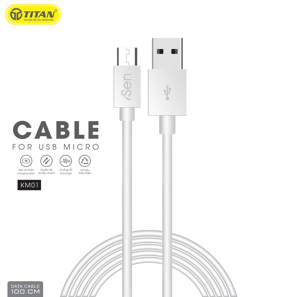 Cáp Micro USB 25cm isen KM02 - Bảo hành 12 tháng 1 đổi 1