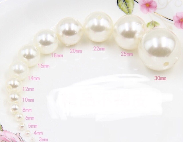 Túi Ngọc trai nhân tạo loại tốt (có lỗ) Trắng Ngà, Trắng tinh nhiều size