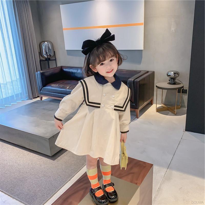 Đầm dài tay cổ búp bê phong cách Hàn Quốc thời trang cho bé gái