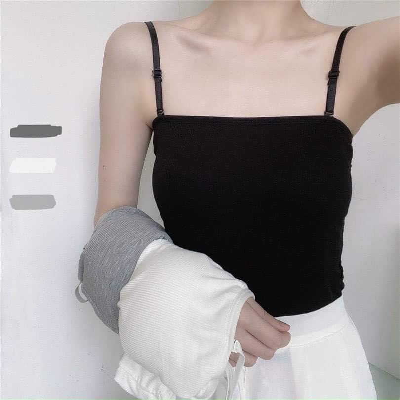 Áo hai dây cotton hè co giãn có nút điều chỉnh thời trang Rosara Sp86