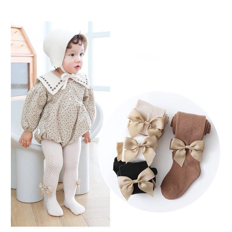 Quần tất ren đính nơ cao cấp cho bé - QT12
