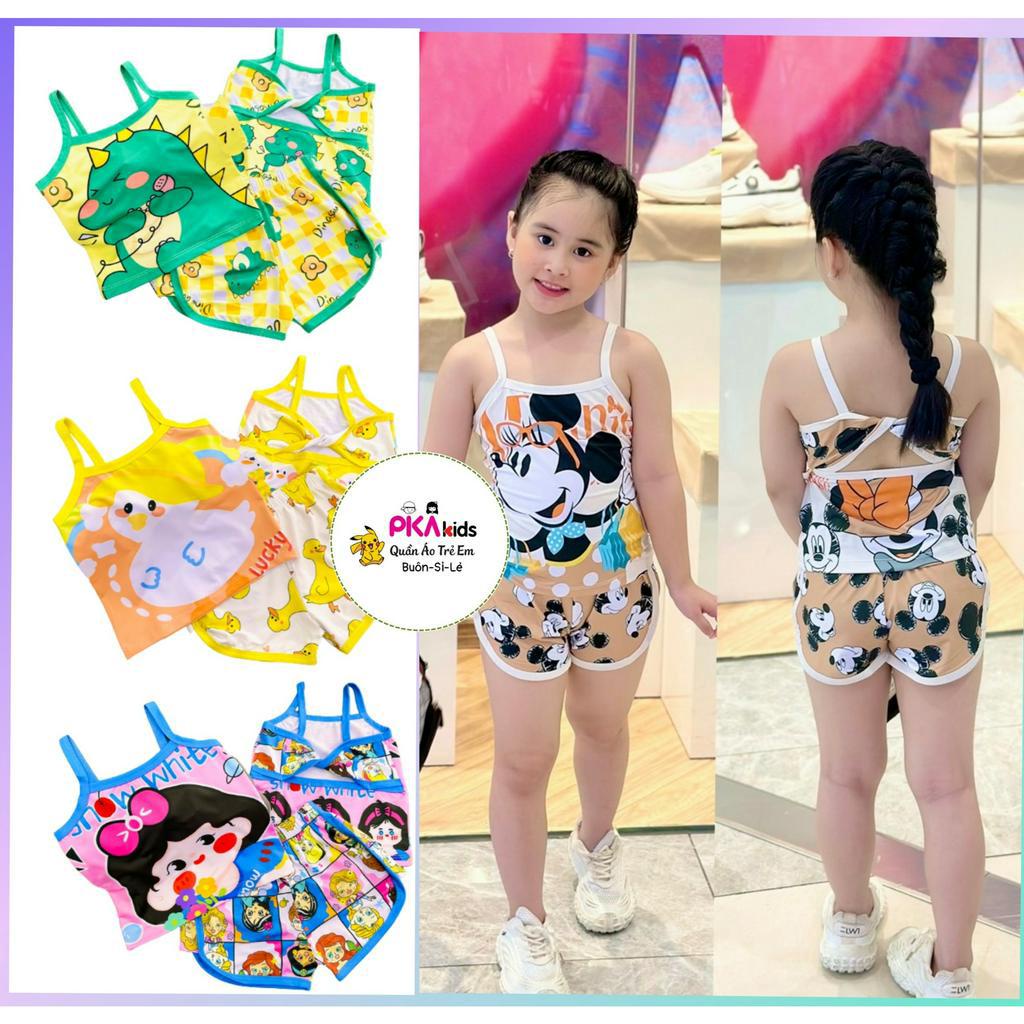Bộ 2 dây quần đùi sọt Thun lạnh 3D loại 1 Min Kids cho bé gái size đại từ 20 đến 38 ký - quần áo cho bé - Pikakids