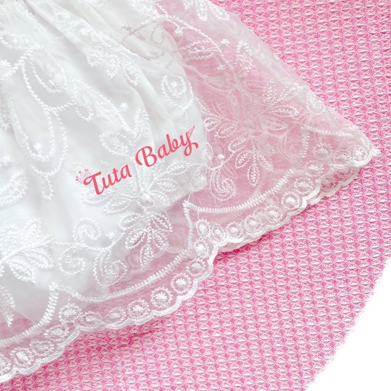 Bodysuit Cho Bé Chất Ren Kính Thiết Kế Ngực Tim Điệu Đà, Body Váy Cho Bé Gái Mặc Đầy Tháng, Đi Tiệc Siêu Xinh