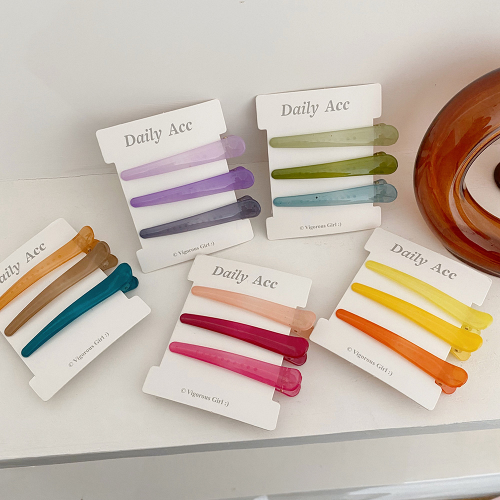 Set 3 Kẹp Tóc Nhựa Nhiều Màu Tiện Lợi Cho Nữ