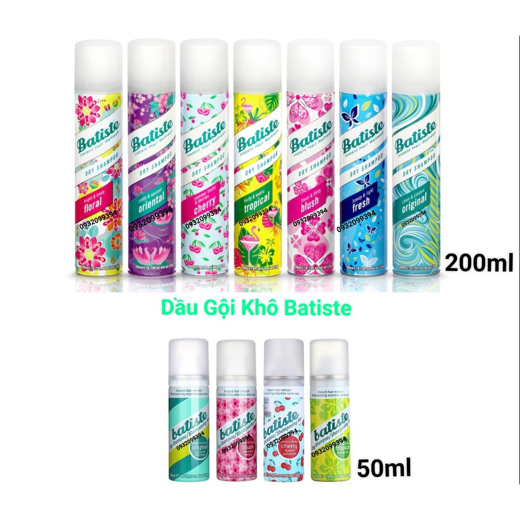 Dầu gội khô Batiste 50ml - 200ml - Gội khô Anh chính hãng 100% UK