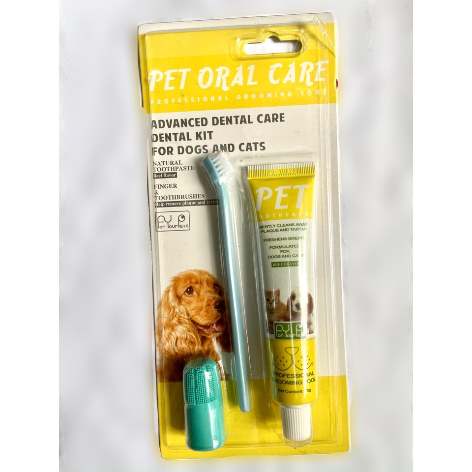 Bộ kem đánh răng cho Chó Mèo thú cưng PET ORAL CARE Tuýp 75g Giúp hàm răng thú cưng chắc khỏe Hơi thở thơm tho