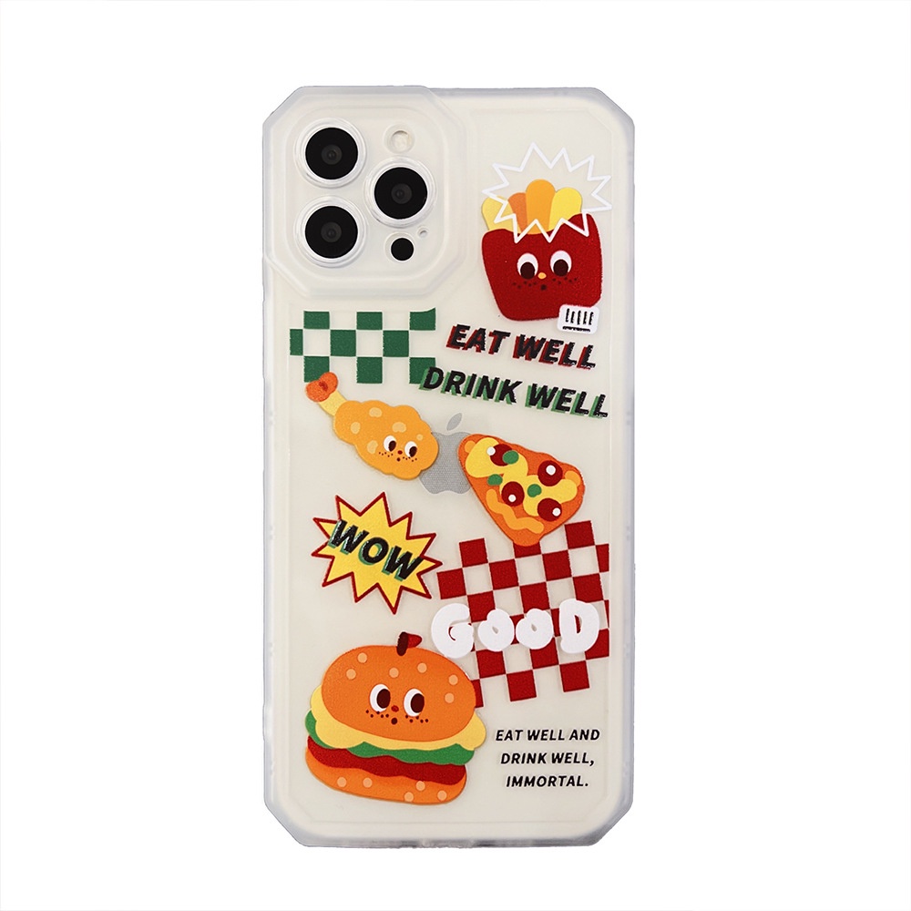 ốp iphone 11 Ốp Điện Thoại tpu Mềm Hình Khoai Tây Chiên Và Hamburger Cho iphone 7 8 plus 11pro max 12mini 13 XR XS