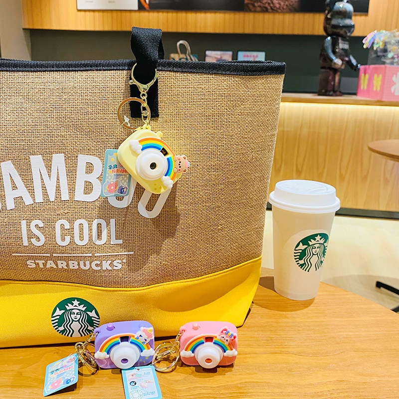 Móc Khóa Hình Máy Ảnh Màu Cầu Vồng Dễ Thương