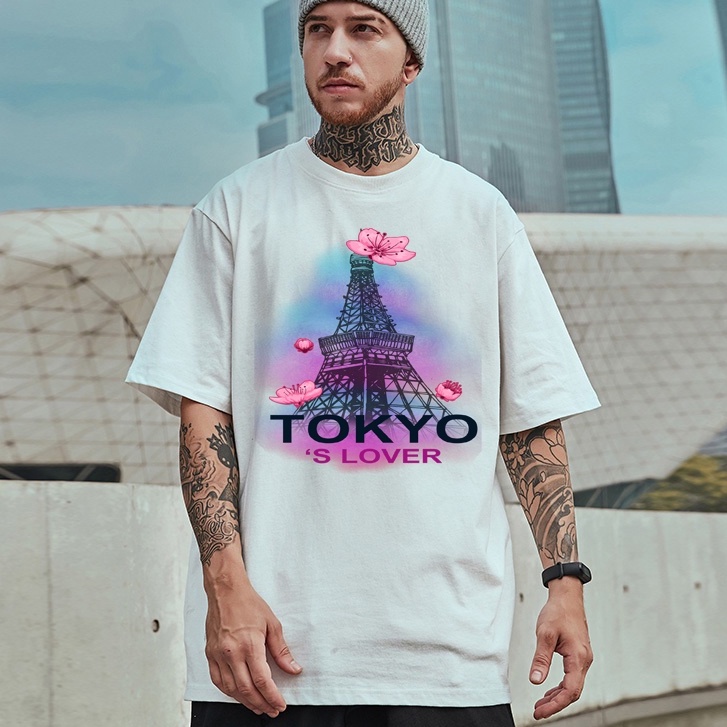 Áo thun nam tay lỡ in hình tokyo lover EP14 thời trang Everest