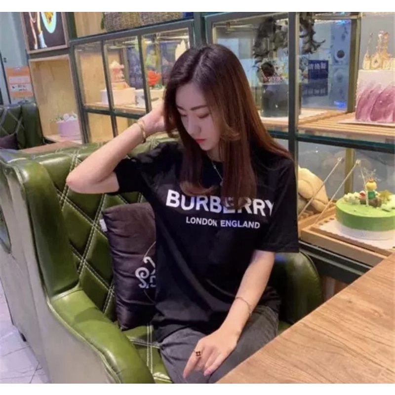 Áo thun tay lỡ BURBERRY áo phông unisex nam nữ cotton oversize form rộng co dãn