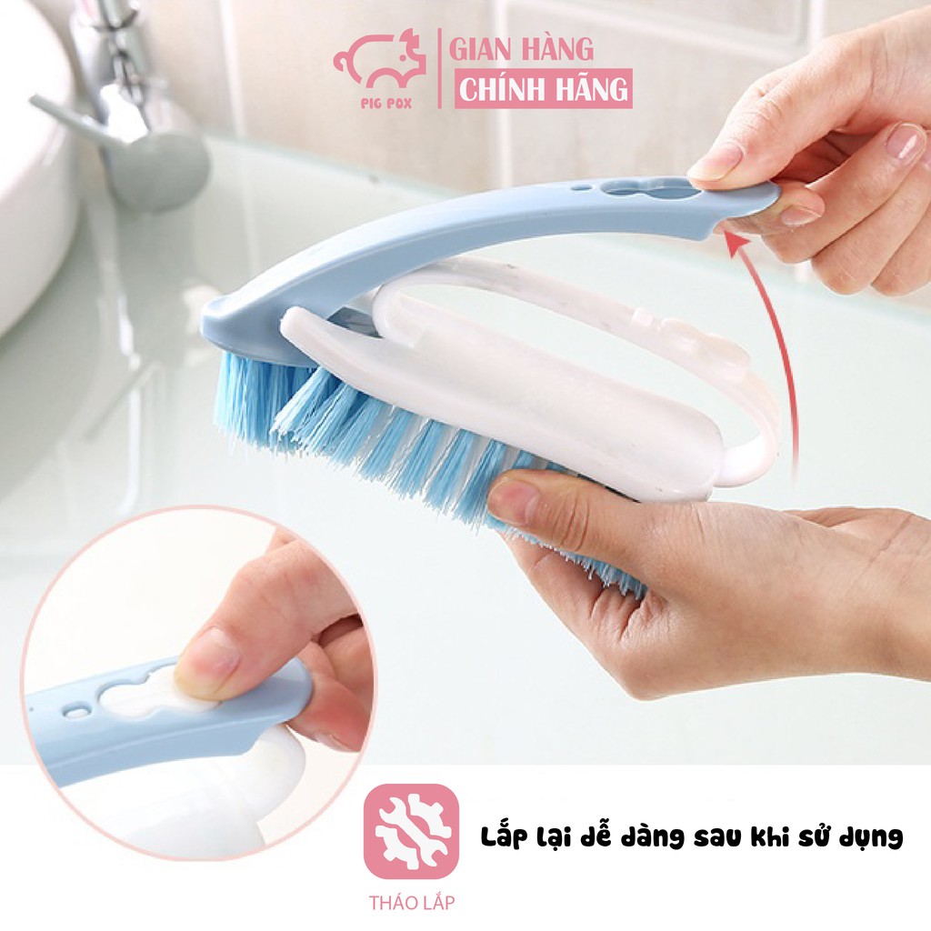 Bàn chải đánh giày PIGPOX lắp ráp đa năng màu hồng